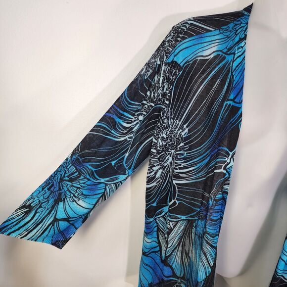 Chico's Cardigan Sweater Size 1 Medium Exploded Garden Convertible 3/4 Sleeve - Picture 8 of 11